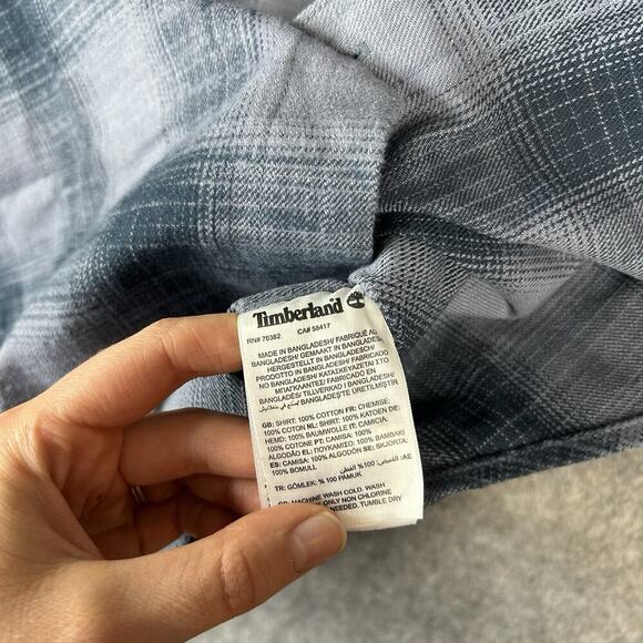 Timberland Windham Heavy Weight Flannel Mens Large Blue Plaid Workwear - Picture 7 of 8